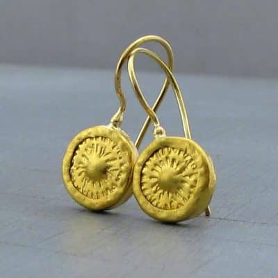 Round handmade 24k gold earrings