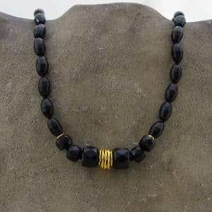 24k gold Onyx beads necklace