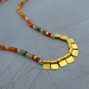 Carnelian and 24k gold beads handmade necklace