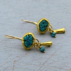 Handmade Turquoise pure gold earrings