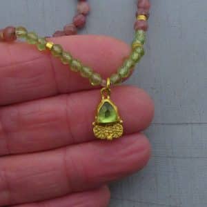 24k gold and Tourmaline beads necklace