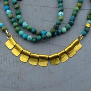 Solid 24k gold & Turquoise beads handmade necklace