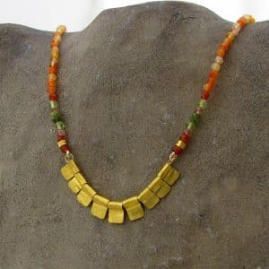 Carnelian and 24k gold beads handmade necklace