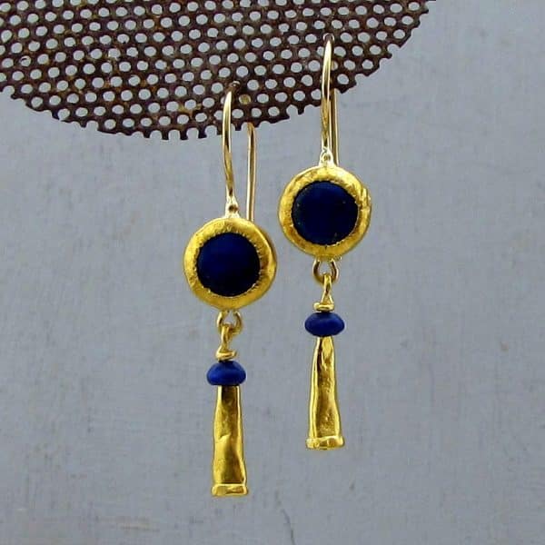 Handmade Lapis Lazuli 24kt gold earrings