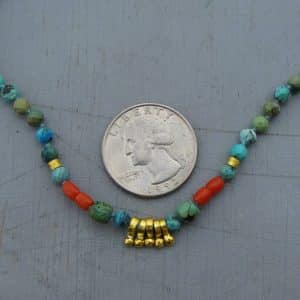 Turquoise 24k gold beads necklace