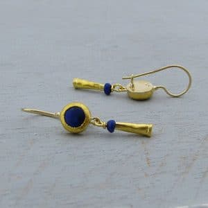 Handmade Lapis Lazuli 24kt gold earrings