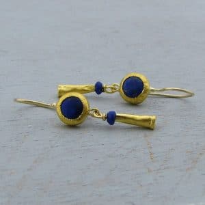 Handmade Lapis Lazuli 24kt gold earrings