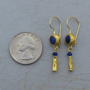 Handmade Lapis Lazuli 24kt gold earrings