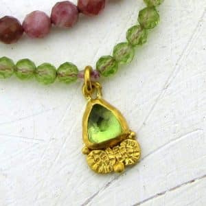 24k gold and Tourmaline beads necklace