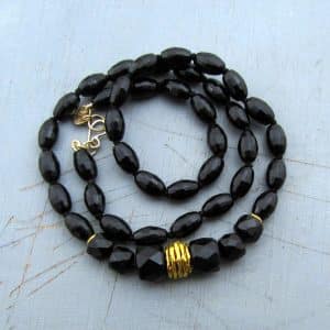 24k gold Onyx beads necklace