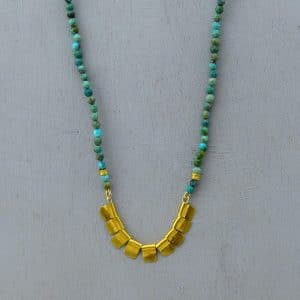 Solid 24k gold & Turquoise beads handmade necklace