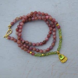 24k gold and Tourmaline beads necklace