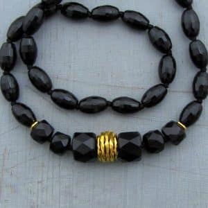 24k gold Onyx beads necklace