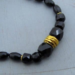 24k gold Onyx beads necklace