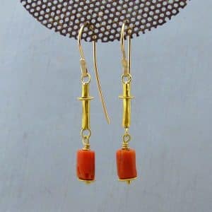 Handmade 24k gold red gemstone earrings