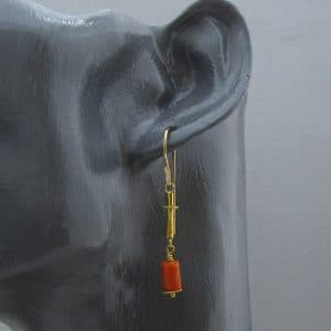 Handmade 24k gold red gemstone earrings