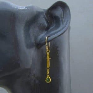 Handmade 24k gold and Emerald dangle earrings