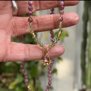 24k gold and Tourmaline beads necklace