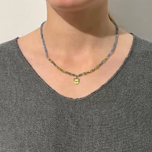 Tourmaline Aquamarine Peridot and 24k gold necklace