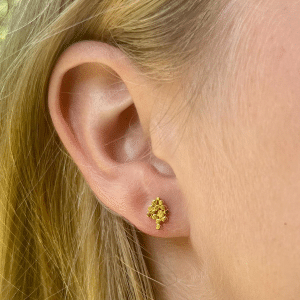 24k solid gold granulation studs earrings