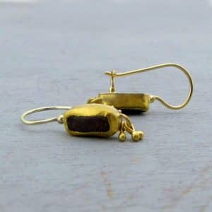 Handmade Ruby 24kt gold earrings