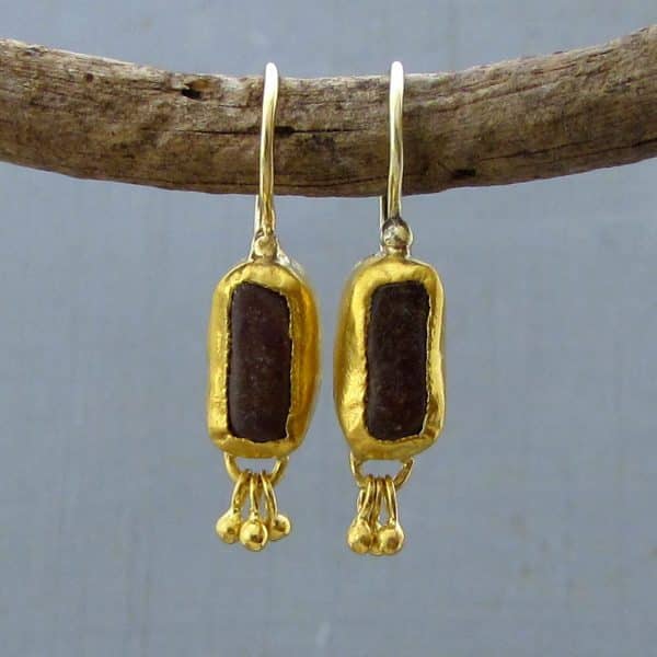 Handmade Ruby 24kt gold earrings