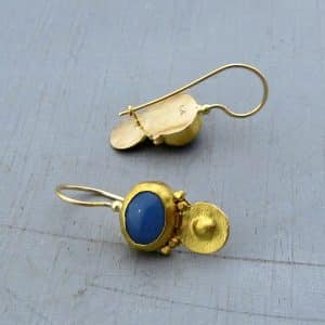 Exquisite handcrafted 24K gold blue Opal earrings