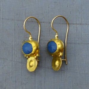 Exquisite handcrafted 24K gold blue Opal earrings