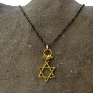 Star of David and gold rings pendant necklace