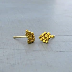 24k solid gold granulation studs earrings