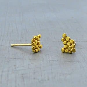 24k solid gold granulation studs earrings