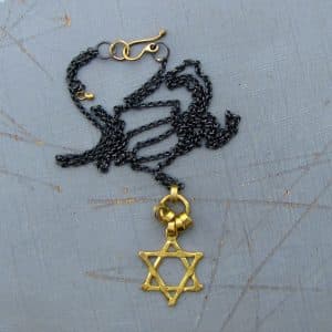 Star of David and gold rings pendant necklace