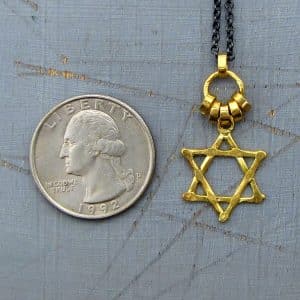 Star of David and gold rings pendant necklace