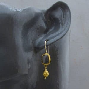 Dumortierite solid 24k gold earrings