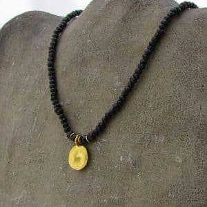 Handmade 22k Gold and Black Spinel Necklace