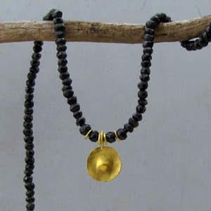 Handmade 22k Gold and Black Spinel Necklace