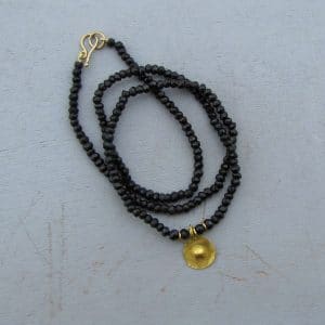 Handmade 22k Gold and Black Spinel Necklace