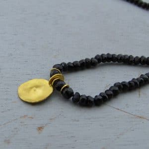 Handmade 22k Gold and Black Spinel Necklace