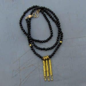 24k solid gold and black Spinel necklace