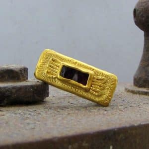 Rough Garnet 24k solid gold & silver ring